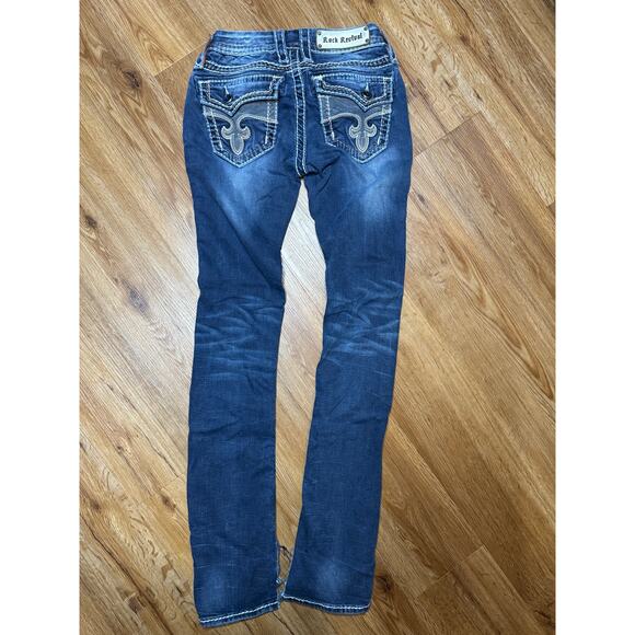 Rock Revival Avery Straight Jeans Size 25 Embroidered Fleur De Paisley EB - Picture 4 of 7